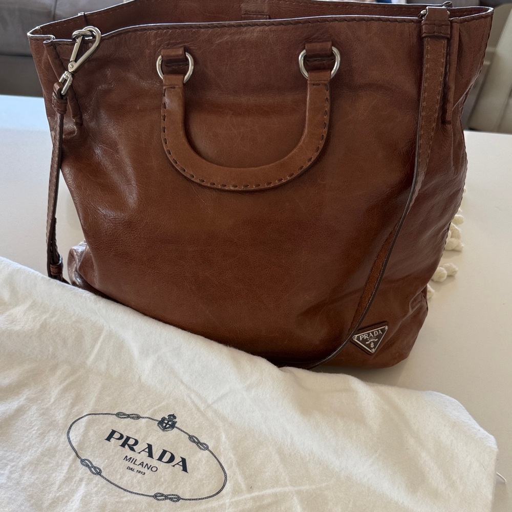 Prada Vintage (late 90’s?) Leather Tote that got better with age. AUTHENTIC